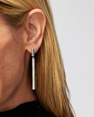 Silver Tone Linear Earrings