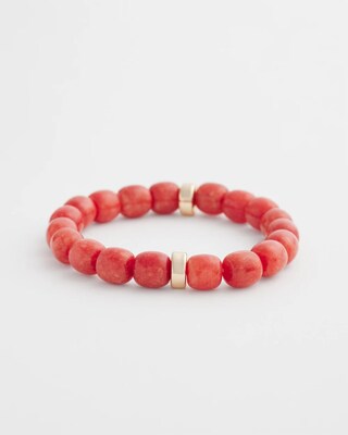 Orange Agate Beaded Stretch Bracelet