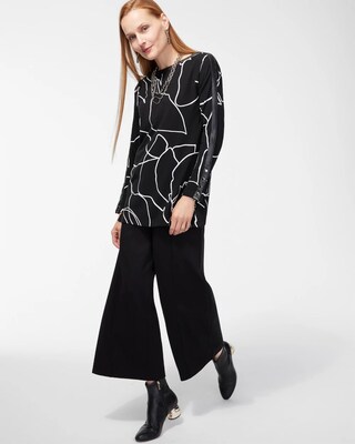 Ponte Faux Leather Inset Print Tunic
