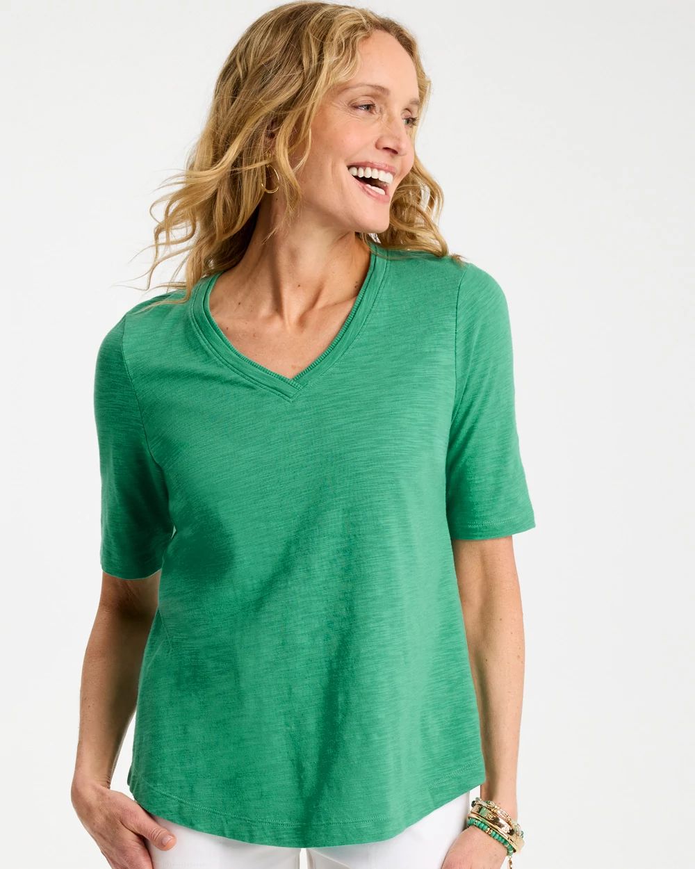 Cotton Slub V-Neck Tee