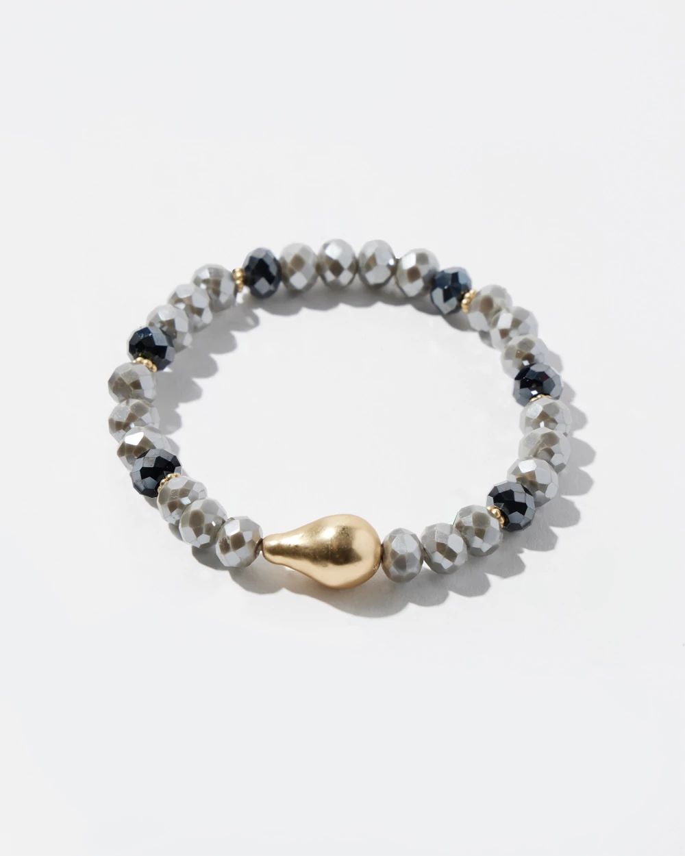 Shiny Black & Grey Stretch Bracelet
