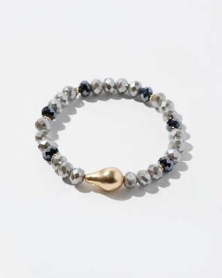 Shiny Black & Grey Stretch Bracelet