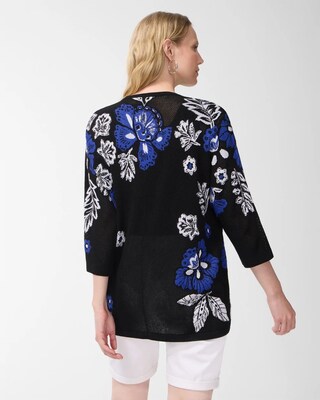 Floral Print Mesh Cardigan