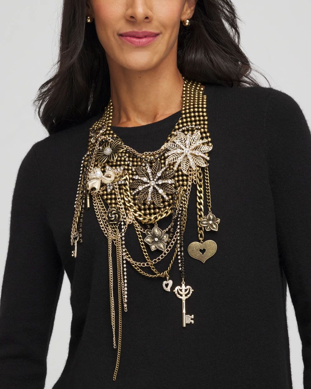 Chico’s Originals Lock & Key Floral Statement Necklace