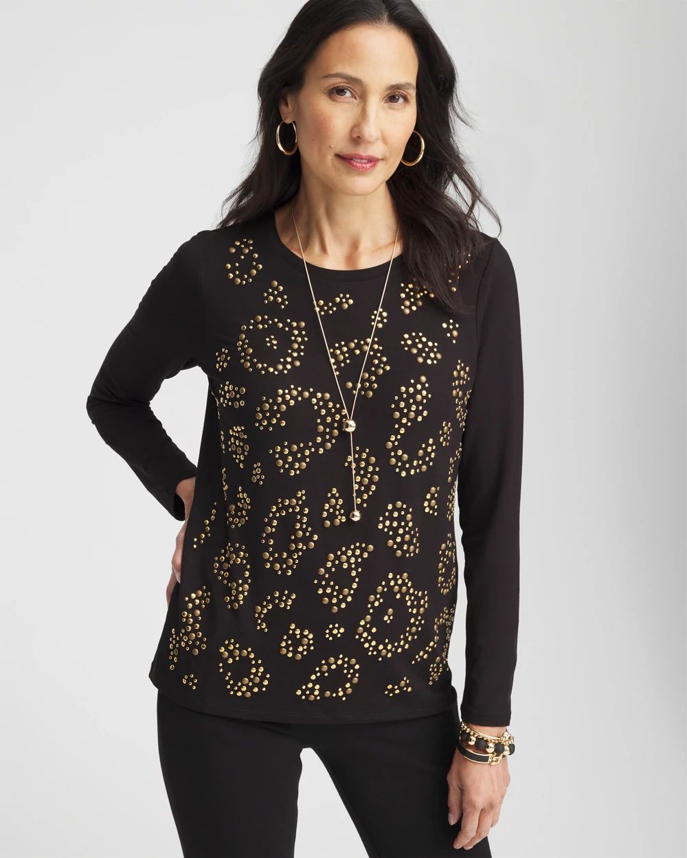 Touch of Cool™ Embellished Leopard Layering Tee