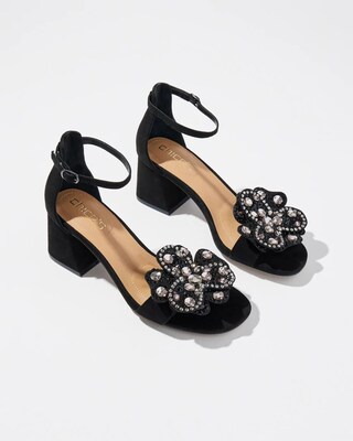 Vegan Suede Embellished Heels