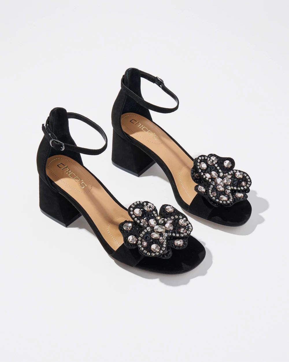 Vegan Suede Embellished Heels