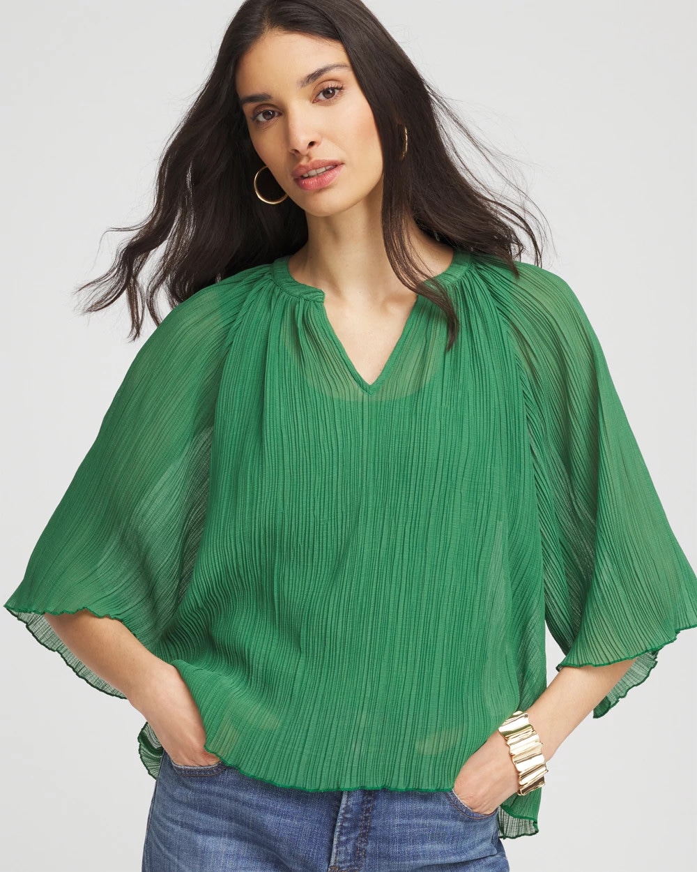 Textured Pleated Chiffon Blouse | Chico's