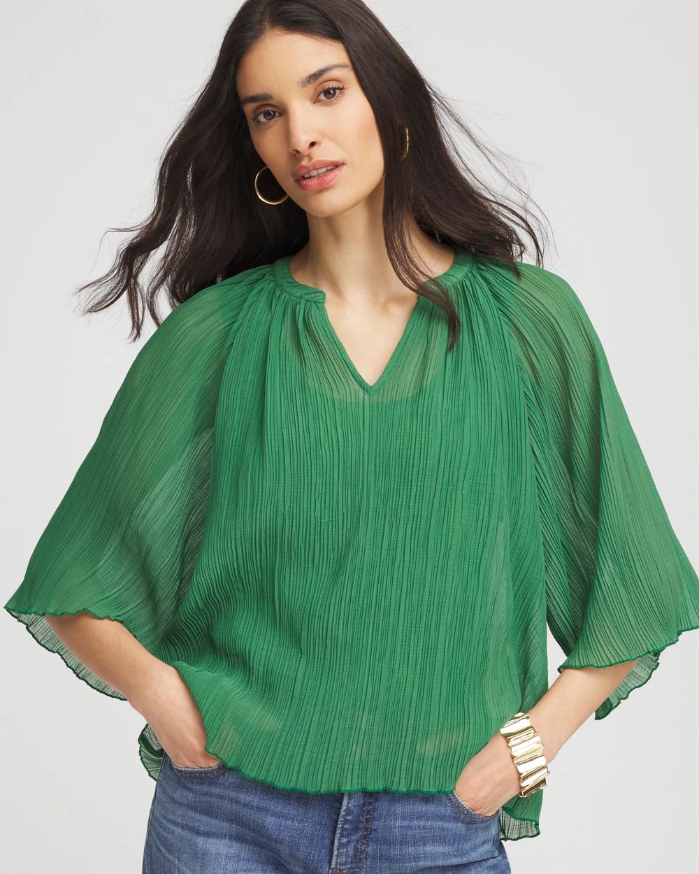 Textured Pleated Chiffon Blouse
