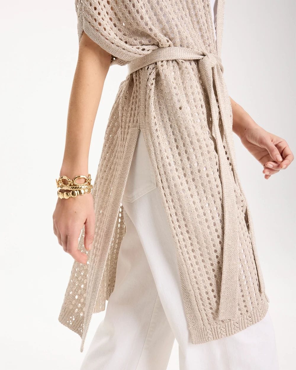 Crochet Knit Belted Ruana click to view larger image.