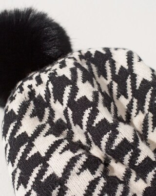 Faux Fur Pom Print Beret
