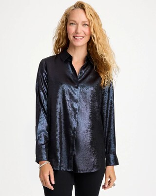 Chiffon Collared Long-Sleeve Tunic