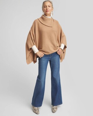 Split Neck Sweater Poncho click to view larger image.