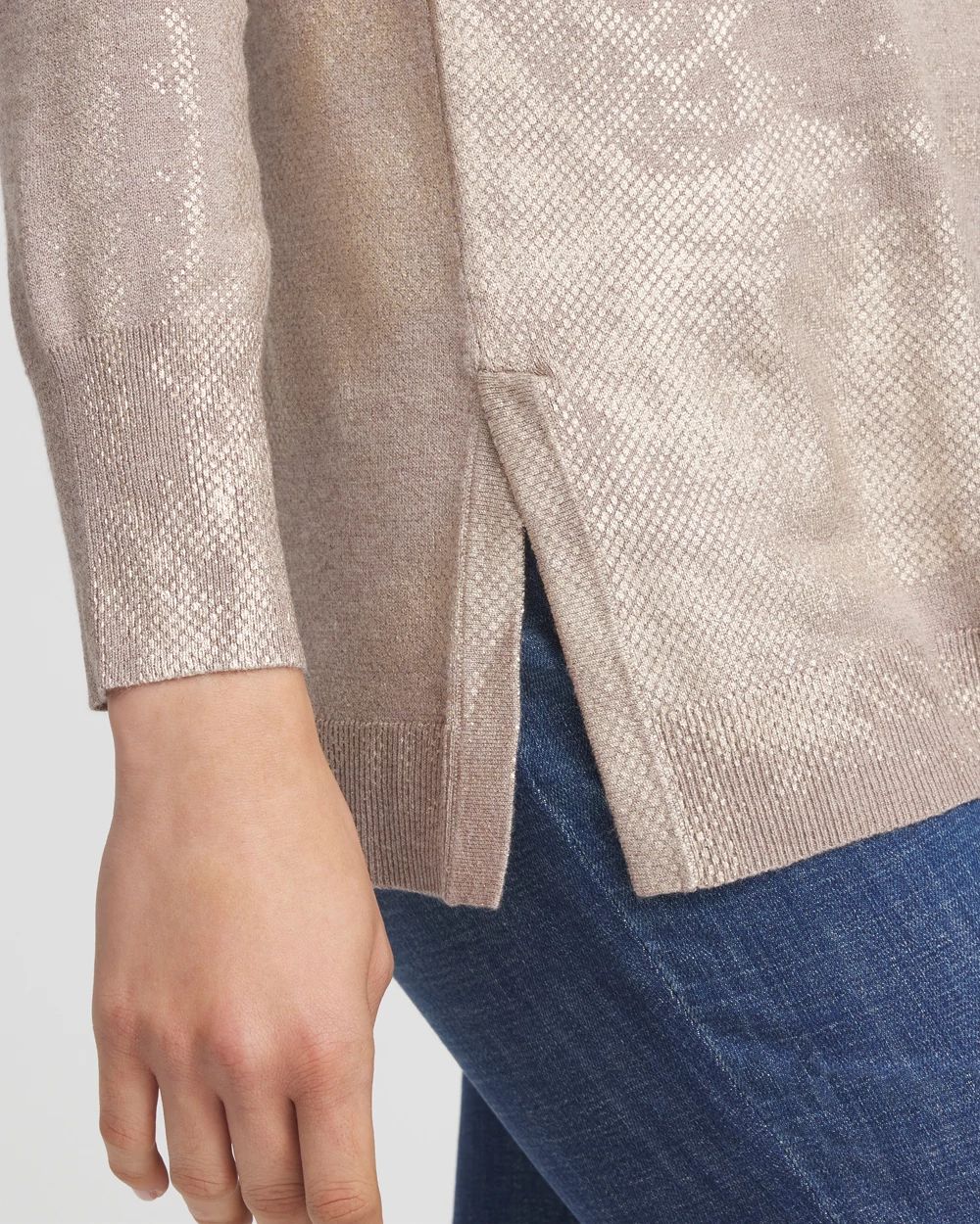 Foil Crew Neck Sweater Tunic