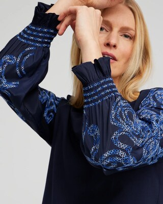 Embroidered Sleeve Top