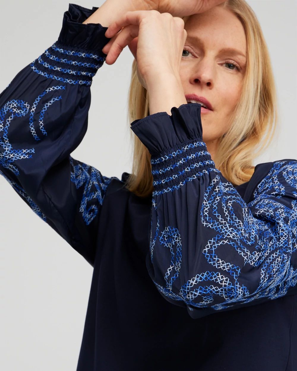 Embroidered Sleeve Top