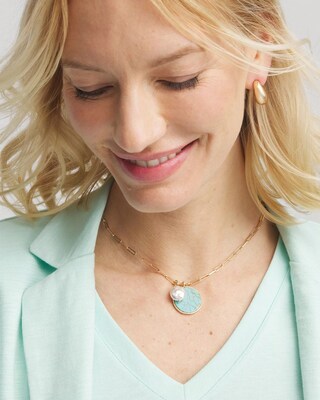 Convertible Coral Turquoise Charm Necklace click to view larger image.