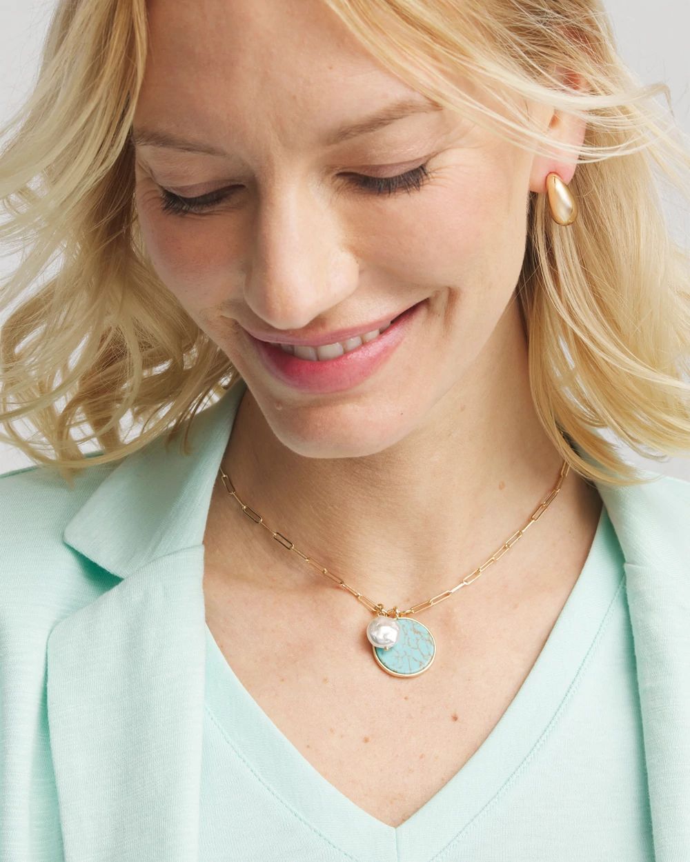 Convertible Coral Turquoise Charm Necklace