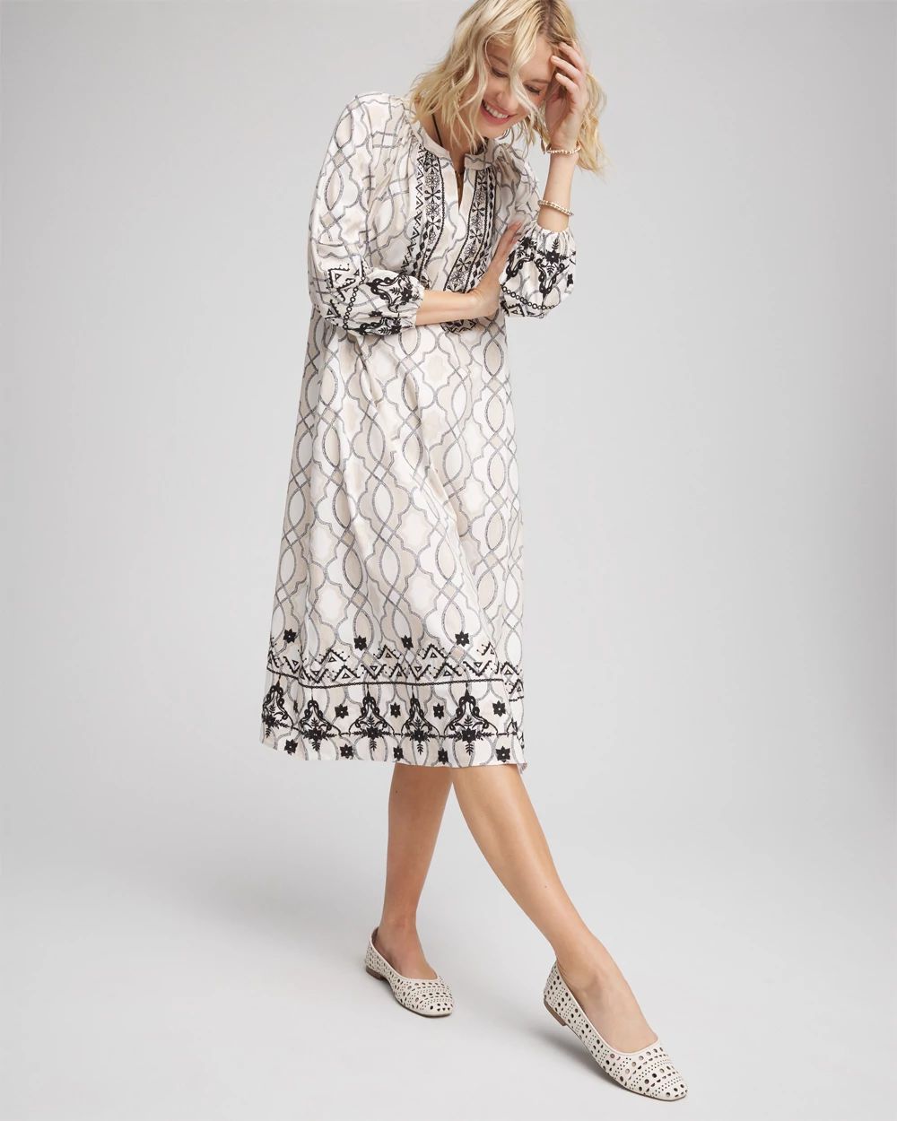 Poplin Embellished Midi Dress