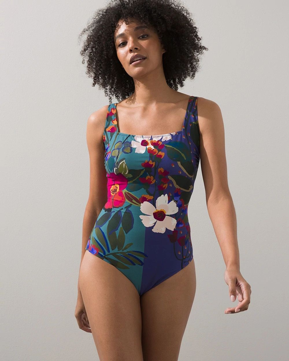 Gottex Floral Square Neck Swimsuit