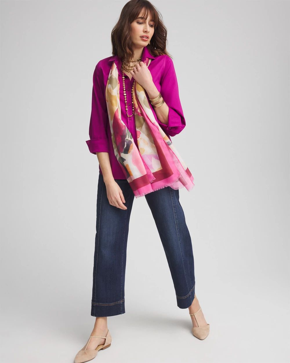 No Iron™ 3/4 Sleeve Stretch Shirt