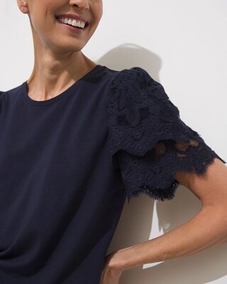Tier Sleeve Embroidered Tee