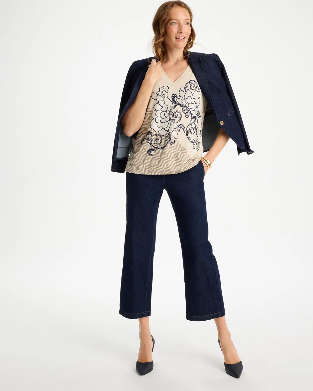 Knit Sequin Elbow Tee click to view larger image.