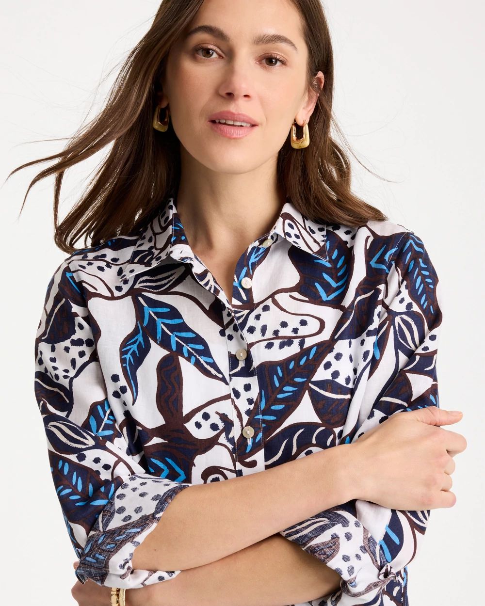 Printed No Iron Linen Shirt click to view larger image.