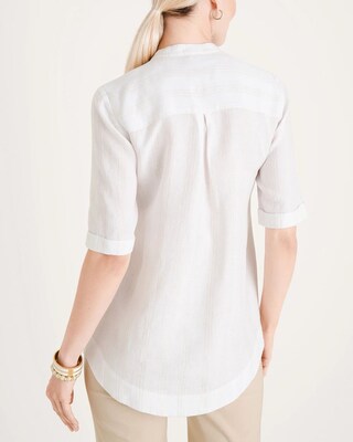 Metallic Stripe Camp Shirt