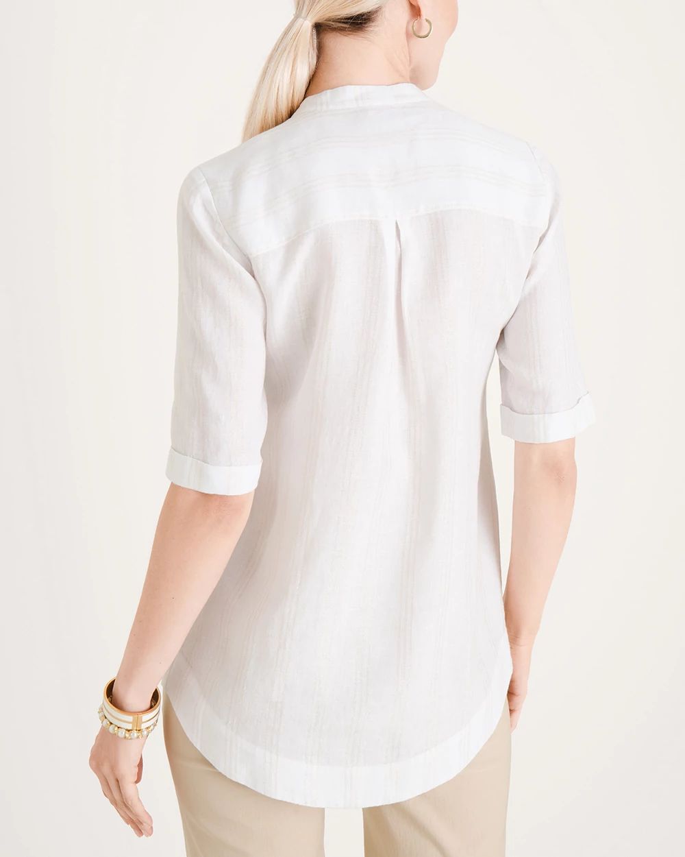 Metallic Stripe Camp Shirt