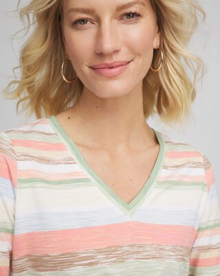 Perfect Multi-Striped V-Neck Tee click to view larger image.