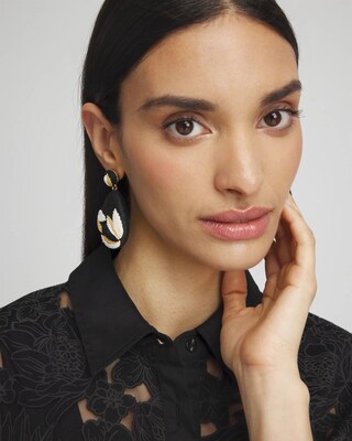 Embroidered Raffia Earrings