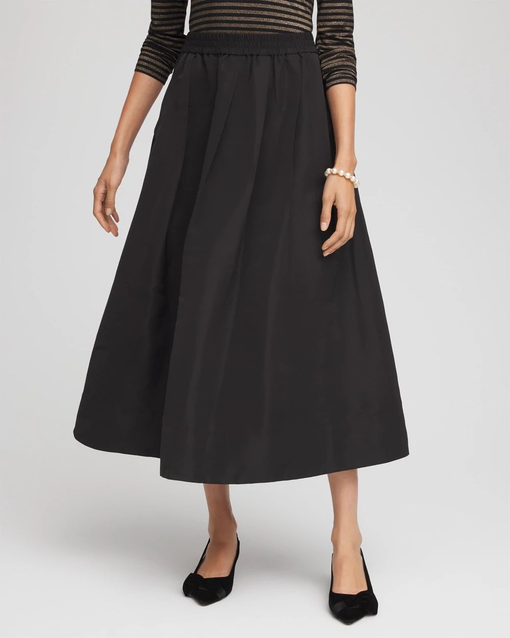 Pleated Taffeta Maxi Skirt click to view larger image.