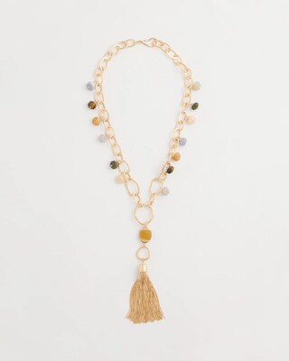 Multi-Color Beaded Tassel Pendant Necklace