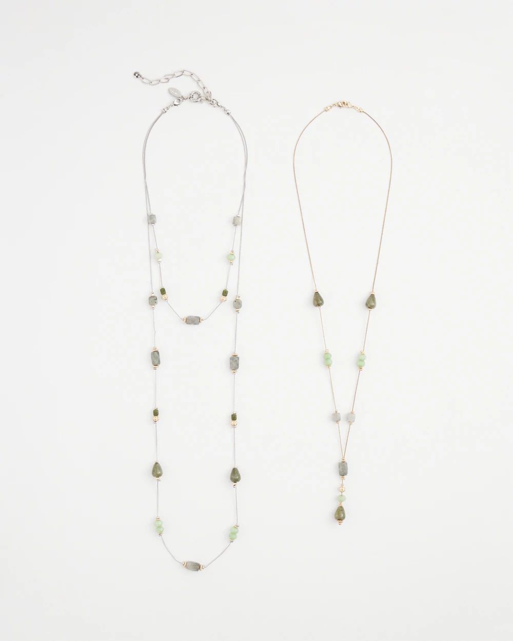 Natural Stone Layered Convertible Necklace click to view larger image.