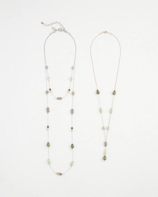 Natural Stone Layered Convertible Necklace click to view larger image.