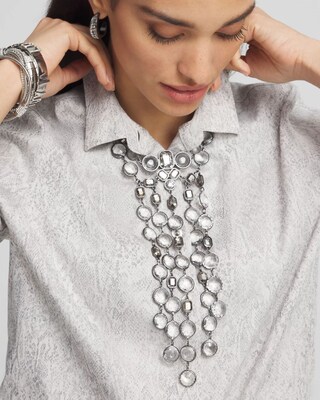 Cascading Silver Tone Statement Necklace