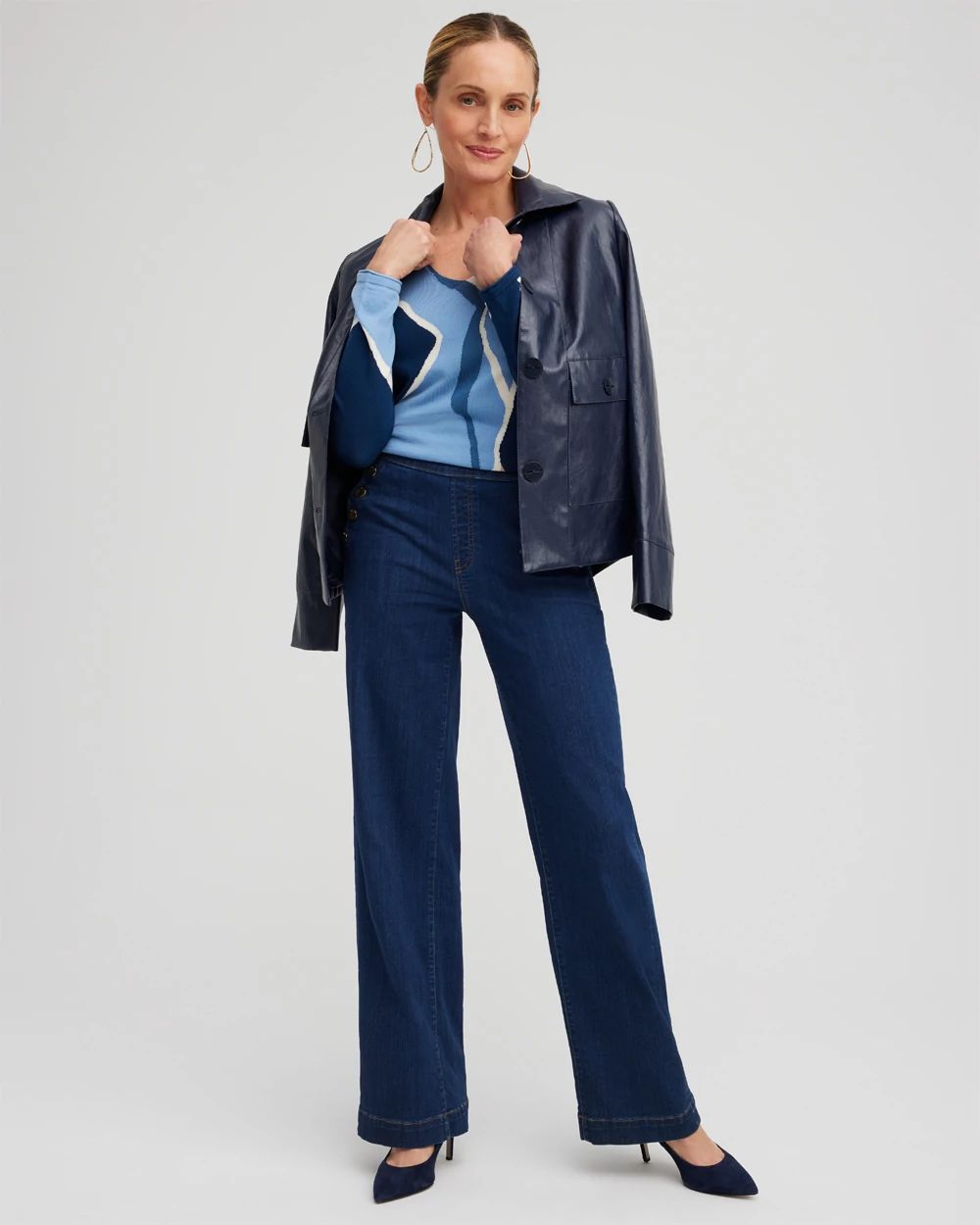 Spun Rayon Intarsia V-neck Pullover