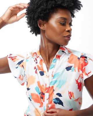 Zenergy Floral Flutter Sleeve Top
