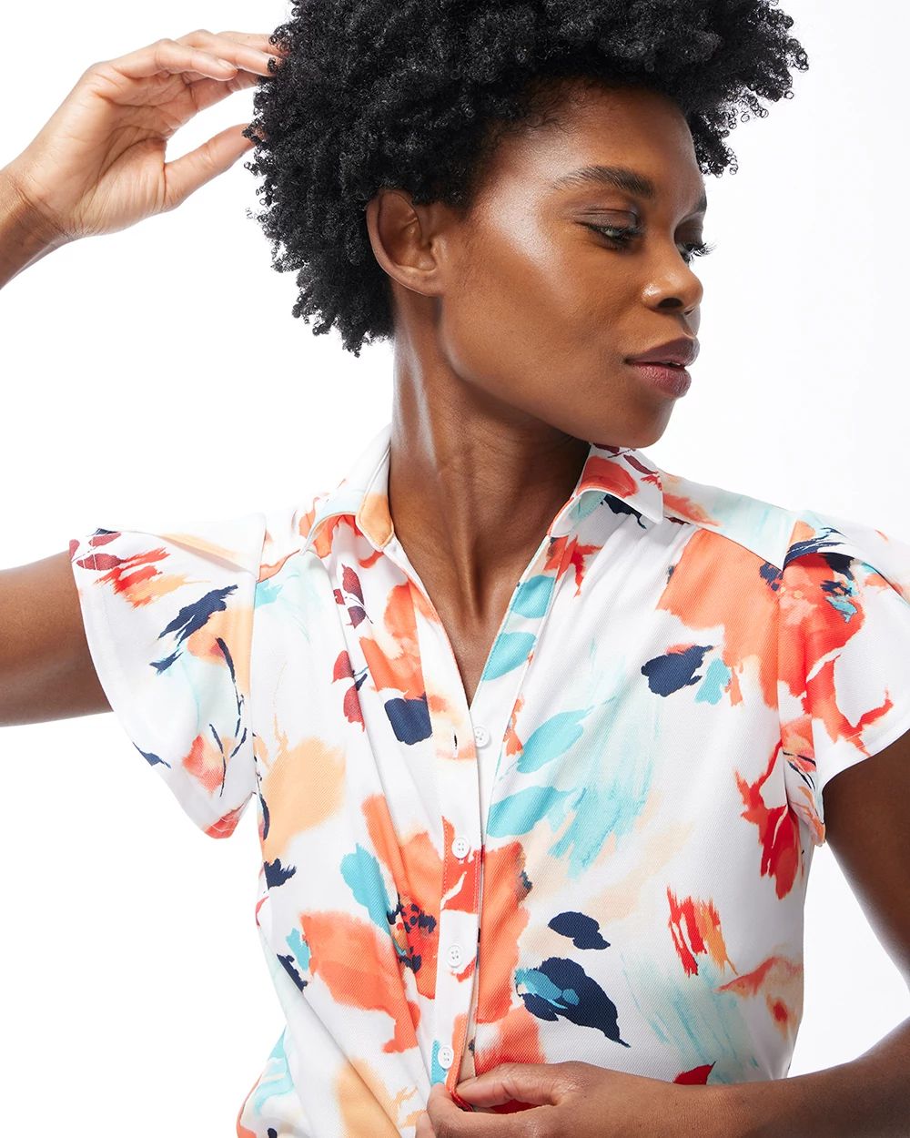 Zenergy Floral Flutter Sleeve Top