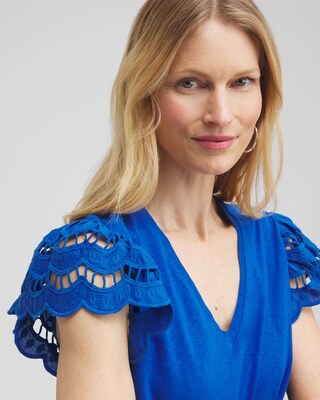 Tiered Eyelet Sleeve Top click to view larger image.