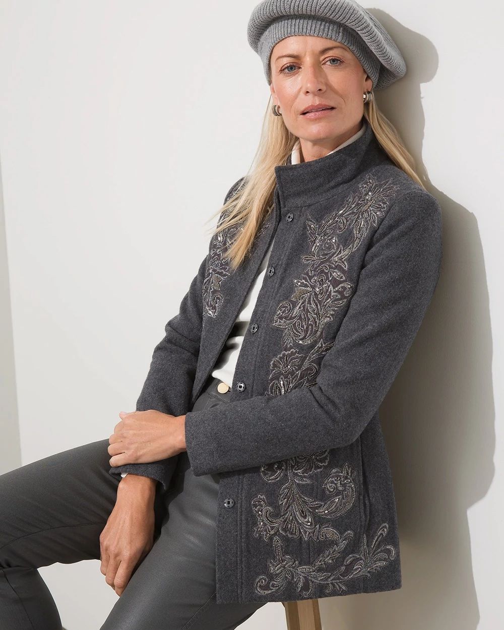 Wool-Blend Embellished Jacket
