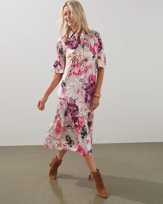 Floral Flounce Sleeve Midi Dress
