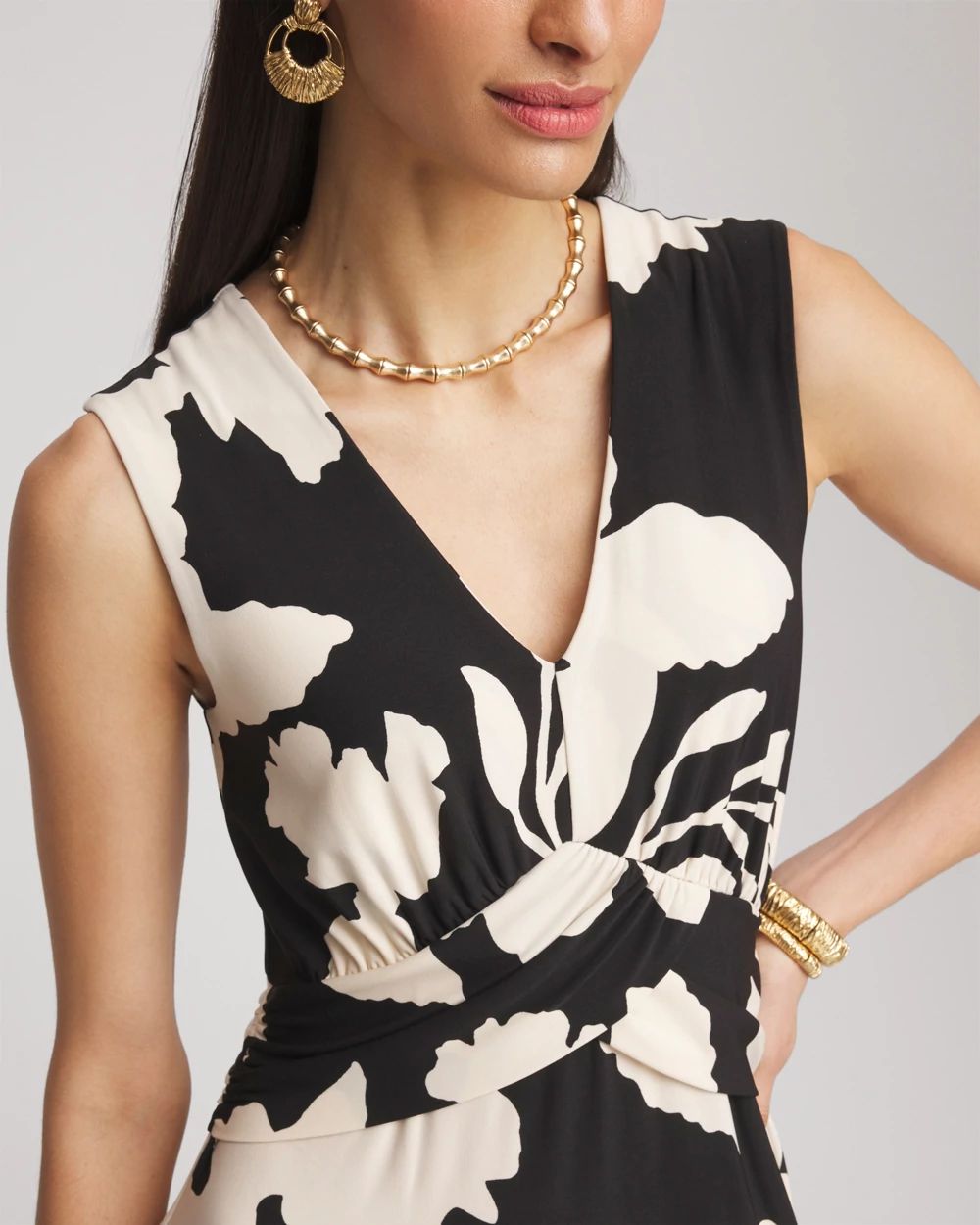 Floral Ruched Jersey Maxi Dress