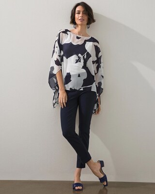 East West Sheer Floral Poncho
