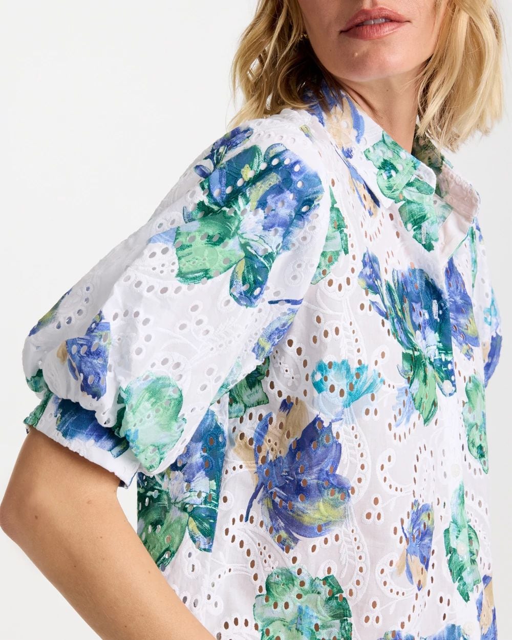 Floral Paisley Eyelet Blouse click to view larger image.