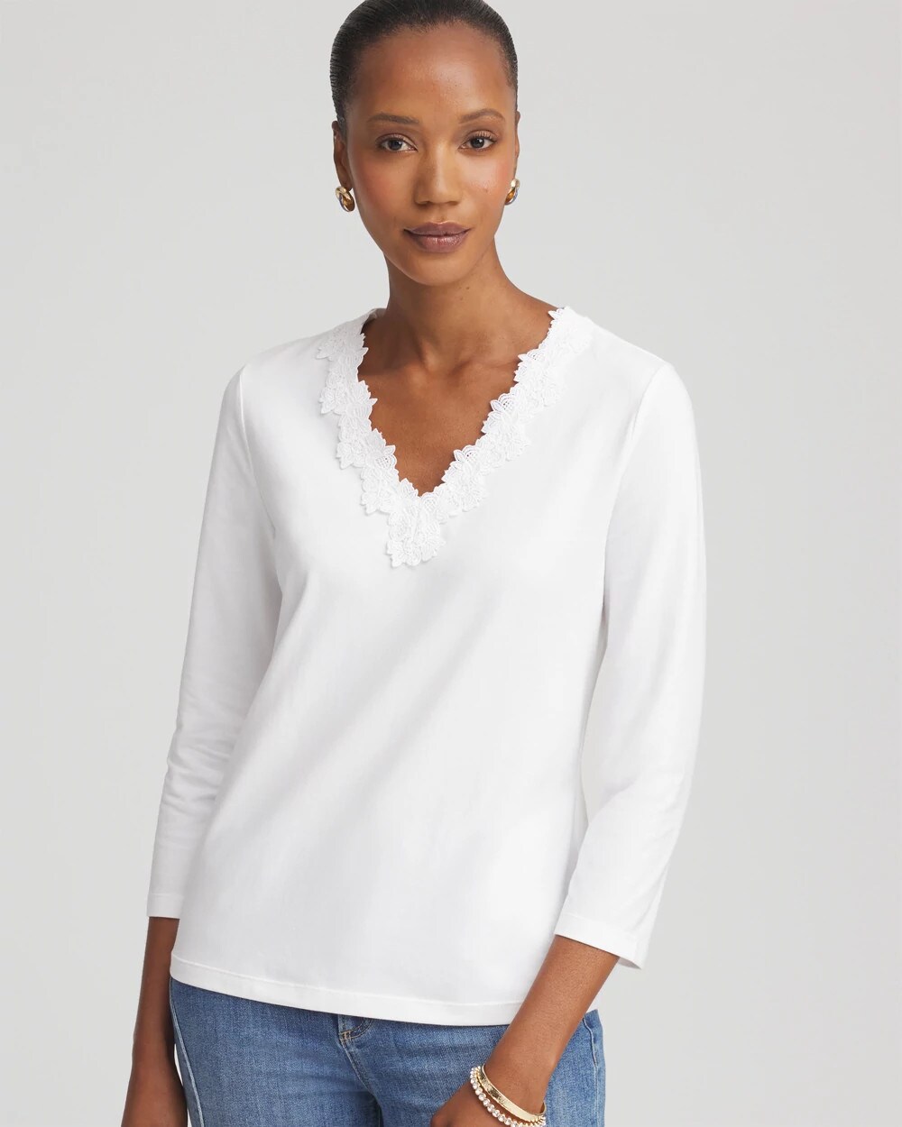 Lace Stretch-Cotton Tee