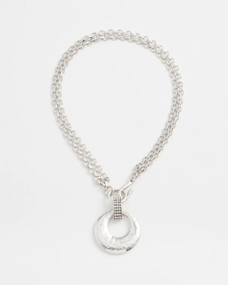 Silver-tone Circle Pendant Convertible Necklace