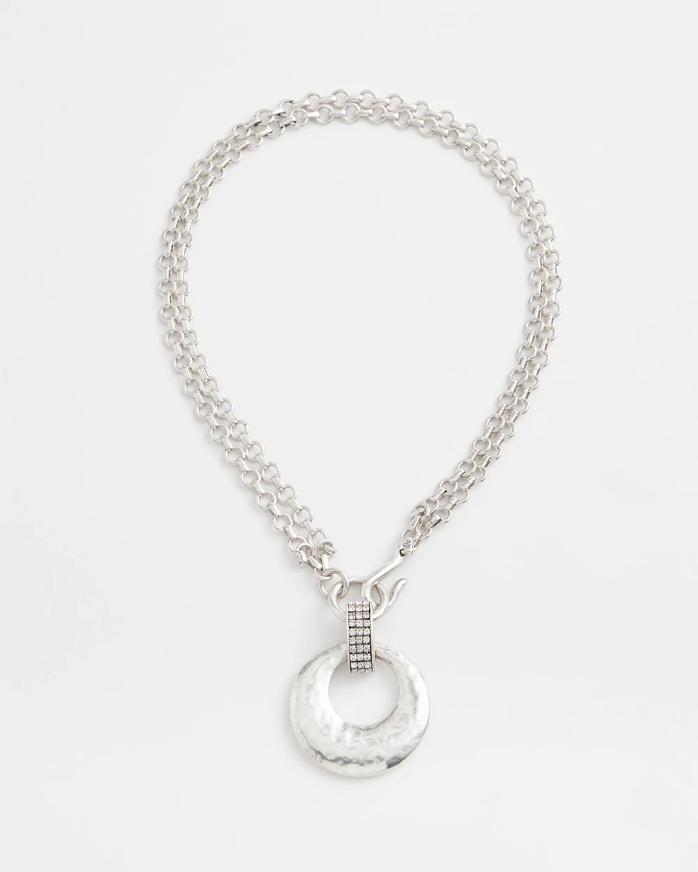 Silver-tone Circle Pendant Convertible Necklace