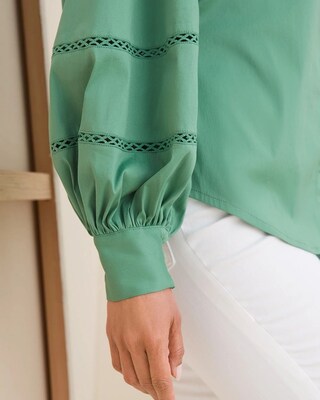Poplin Billow-Sleeve Top